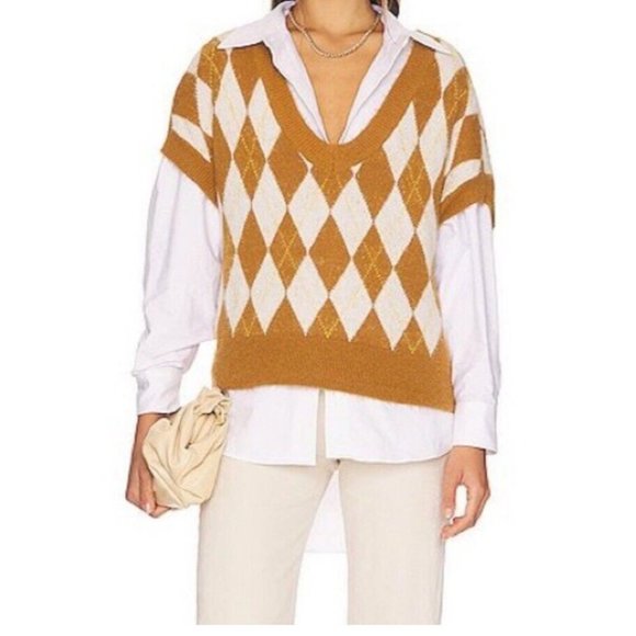 Free People Vest Sweater Women Size S Checkered Preppy top - Picture 3 of 15